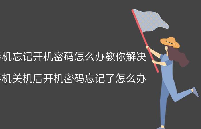 手机忘记开机密码怎么办教你解决 手机关机后开机密码忘记了怎么办？